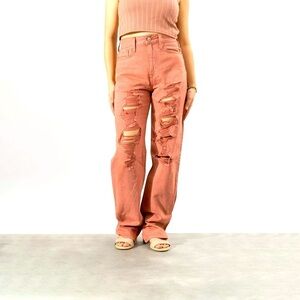 Aeropostale - Distressed Dark Pink 90s Baggy High Waisted Jean Size 2Regular